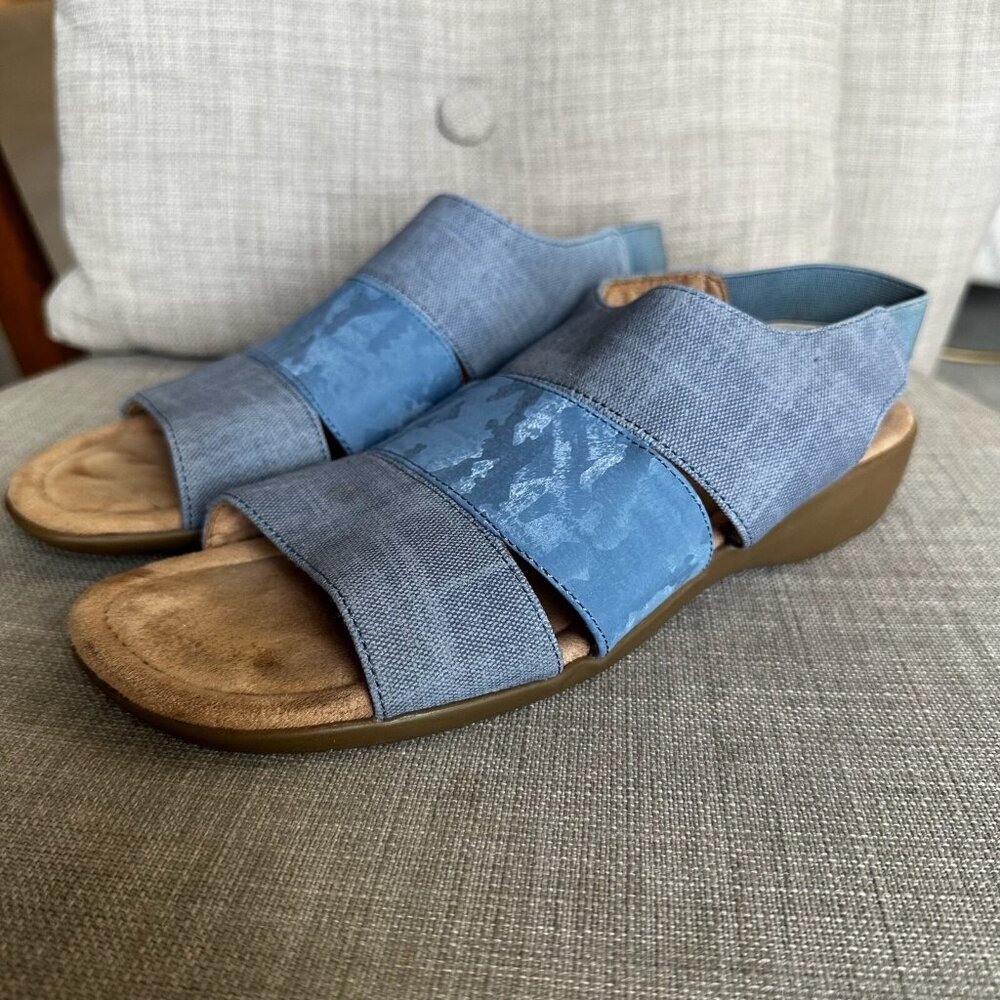 LifeStride Taura Sandals Womens Sz 8W Blue Denim Fabric Wedge Open Toe Shoes - Picture 5 of 10